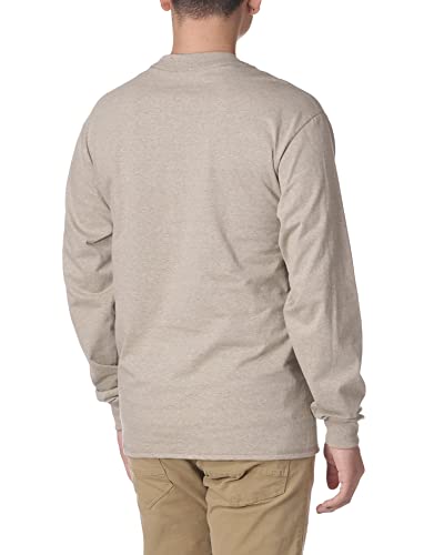 Hanes Men's Long-Sleeve Beefy Henley T-Shirt - Large - Pebblestone Heather