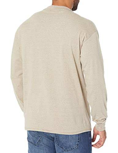 Hanes Men's Long-Sleeve Beefy Henley T-Shirt - Large - Pebblestone Heather