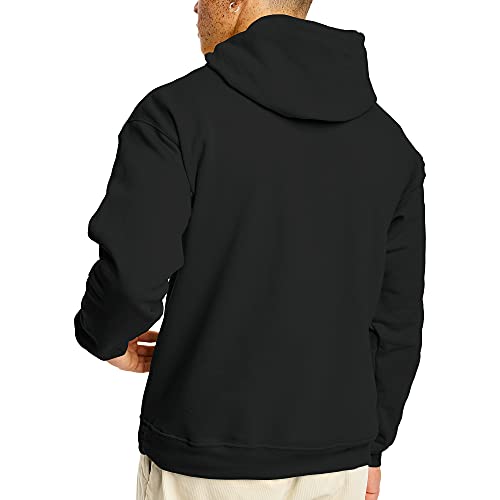 Hanes Men's Pullover EcoSmart Hooded Sweatshirt, Black, Large