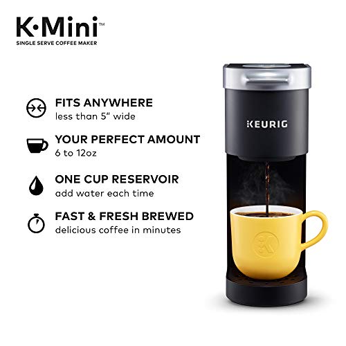Keurig K-Mini Coffee Maker, Single Serve K-Cup Pod Coffee Brewer, 6 to 12 oz. Brew Sizes, Black