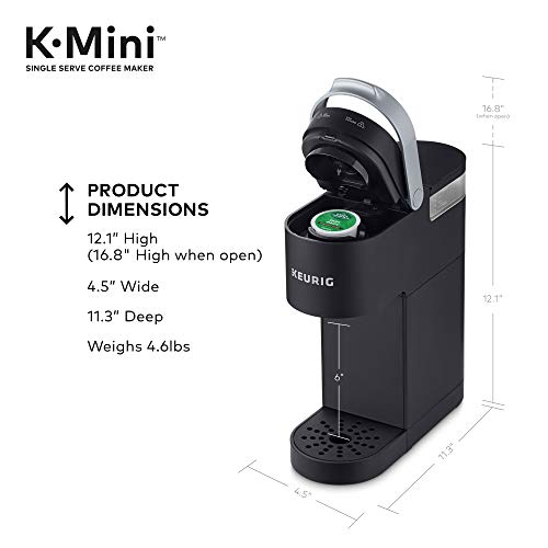 Keurig K-Mini Coffee Maker, Single Serve K-Cup Pod Coffee Brewer, 6 to 12 oz. Brew Sizes, Black
