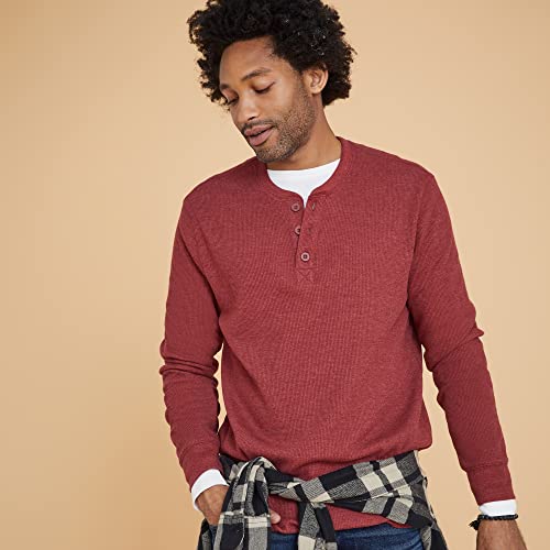 Hanes Men's Long-Sleeve Beefy Henley T-Shirt - Large - Pebblestone Heather
