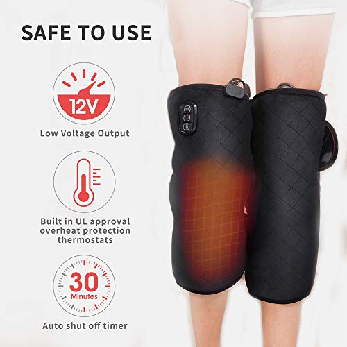 Comfier Heated Knee Brace Wrap with Massage,Vibration Knee Massager with Heating Pad for Knee, Leg Massager, Heated Knee Pad for Stress Relief (Large Size-Black)