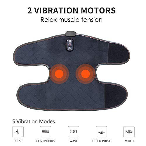 Comfier Heated Knee Brace Wrap with Massage,Vibration Knee Massager with Heating Pad for Knee, Leg Massager, Heated Knee Pad for Stress Relief (Large Size-Black)