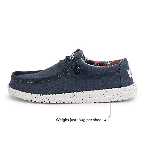 Hey Dude Men's Wally Stretch Blue Size 10 | Men’s Shoes | Men's Lace Up Loafers | Comfortable & Light-Weight