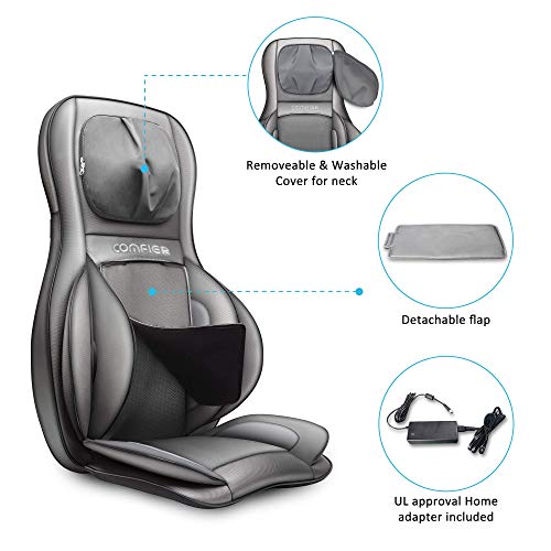 Comfier Neck and Back Massager with Heat- Shiatsu Massage Chair Pad Portable with Compress & Rolling,Kneading Chair Massager for Full Back,Neck & Shoulder, Full Body