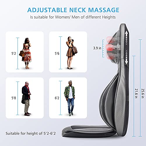 Comfier Neck and Back Massager with Heat- Shiatsu Massage Chair Pad Portable with Compress & Rolling,Kneading Chair Massager for Full Back,Neck & Shoulder, Full Body