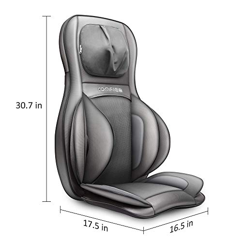 Comfier Neck and Back Massager with Heat- Shiatsu Massage Chair Pad Portable with Compress & Rolling,Kneading Chair Massager for Full Back,Neck & Shoulder, Full Body