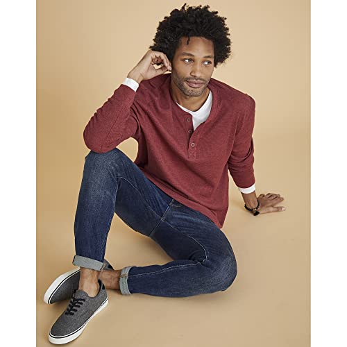 Hanes Men's Long-Sleeve Beefy Henley T-Shirt - Large - Pebblestone Heather
