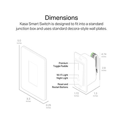 Kasa Smart Light Switch HS200P3, Single Pole, Needs Neutral Wire, 2.4GHz Wi-Fi Light Switch Works with Alexa and Google Home, UL Certified, No Hub Required, 3 Count -Pack of 1 , White