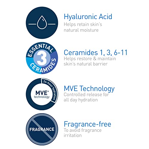 CeraVe Moisturizing Cream | Body and Face Moisturizer for Dry Skin | Body Cream with Hyaluronic Acid and Ceramides | Normal | Fragrance Free | 19 Oz | Packages May Vary