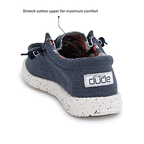 Hey Dude Men's Wally Stretch Blue Size 10 | Men’s Shoes | Men's Lace Up Loafers | Comfortable & Light-Weight