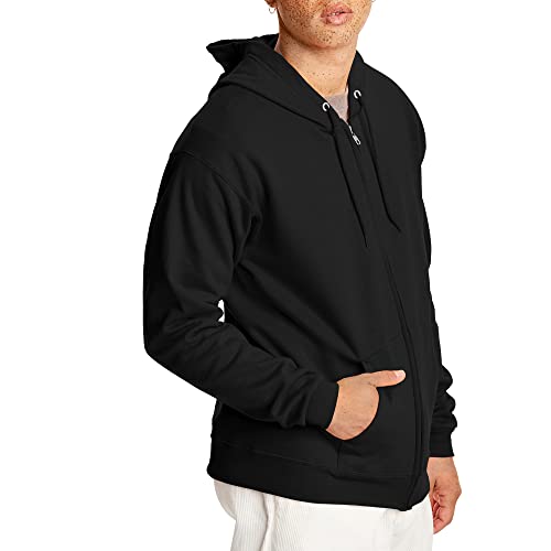 Hanes Men's Full-Zip Eco-Smart Hoodie, Black, X-Large
