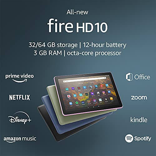 Fire HD 10 tablet, 10.1", 1080p Full HD, 32 GB, latest model (2021 release), Black