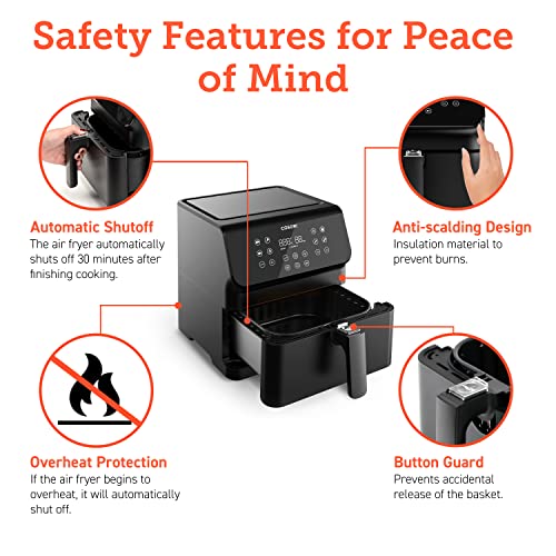 COSORI Pro II Air Fryer Oven Combo, 5.8QT Max Xl Large Cooker with 12 One-Touch Savable Custom Functions, Cookbook and Online Recipes, Nonstick and Dishwasher-Safe Detachable Square Basket
