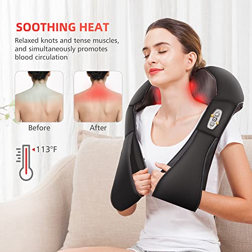 Comfier Shiatsu Neck and Shoulder Massager- 4D Deep Kneading Massage Pillow with Heat, Back Massager, Pillow Massager as Best Gift for Men, Women, Mom, Dad