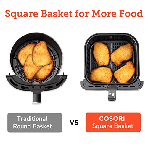 COSORI Pro II Air Fryer Oven Combo, 5.8QT Max Xl Large Cooker with 12 One-Touch Savable Custom Functions, Cookbook and Online Recipes, Nonstick and Dishwasher-Safe Detachable Square Basket