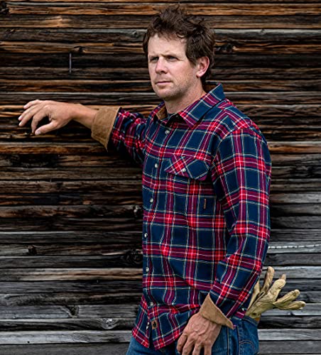 Whitetails Men's Buck Camp Flannel Shirt, Cedarwood Plaid, Large
