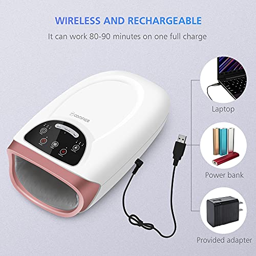 Comfier Hand Massager with Heat, Cordless Hand Massage Tool with Compression & Heating,3 Modes & 3 Levels Pressure Point Hand Massager for Arthritis and Carpal Tunnel from Finger to Wrist