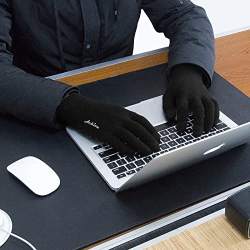 Achiou Winter Gloves for Men Women, Touch Screen Texting Warm Gloves with Thermal Soft Knit Lining,Elastic Cuff 3 Size Choice
