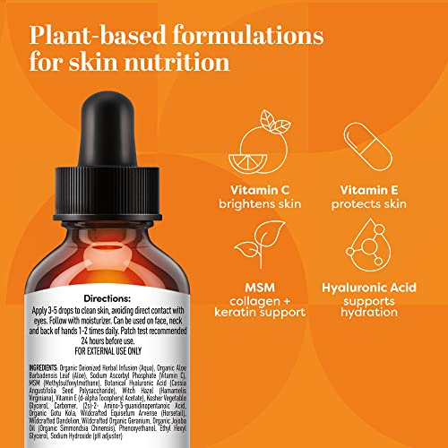 TruSkin Vitamin C Serum for Face, Anti Aging Serum with Hyaluronic Acid, Vitamin E, Organic Aloe Vera and Jojoba Oil, Hydrating & Brightening Serum for Dark Spots, Fine Lines and Wrinkles, 1 fl oz