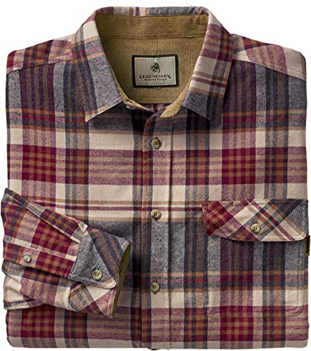 Whitetails Men's Buck Camp Flannel Shirt, Cedarwood Plaid, Large