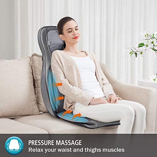 Comfier Neck and Back Massager with Heat- Shiatsu Massage Chair Pad Portable with Compress & Rolling,Kneading Chair Massager for Full Back,Neck & Shoulder, Full Body