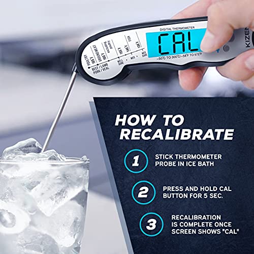 KIZEN Digital Meat Thermometer - Home Gadgets & Kitchen Gifts - Wireless Probe - Waterproof Instant Read Thermometer for Cooking Food, Baking, Liquids, Candy, Grilling BBQ & Air Fryer - Black/White