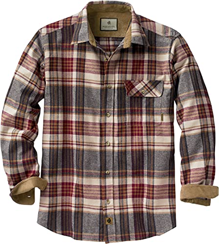 Whitetails Men's Buck Camp Flannel Shirt, Cedarwood Plaid, Large