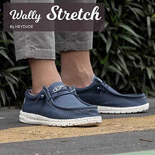 Hey Dude Men's Wally Stretch Blue Size 10 | Men’s Shoes | Men's Lace Up Loafers | Comfortable & Light-Weight