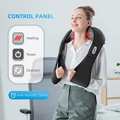 Comfier Shiatsu Neck and Shoulder Massager- 4D Deep Kneading Massage Pillow with Heat, Back Massager, Pillow Massager as Best Gift for Men, Women, Mom, Dad