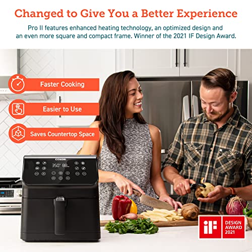 COSORI Pro II Air Fryer Oven Combo, 5.8QT Max Xl Large Cooker with 12 One-Touch Savable Custom Functions, Cookbook and Online Recipes, Nonstick and Dishwasher-Safe Detachable Square Basket
