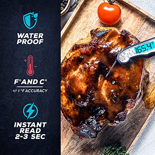 KIZEN Digital Meat Thermometer - Home Gadgets & Kitchen Gifts - Wireless Probe - Waterproof Instant Read Thermometer for Cooking Food, Baking, Liquids, Candy, Grilling BBQ & Air Fryer - Black/White