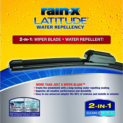 Rain-X 5079281-2 Latitude 2-In-1 Water Repellent Wiper Blades, 26 Inch Windshield Wipers (Pack Of 1), Automotive Replacement Windshield Wiper Blades With Patented Rain-X Water Repellency Formula
