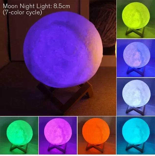8cm Moon Night Light LED Lamp - Illuminate Your Space with Celestial Charm