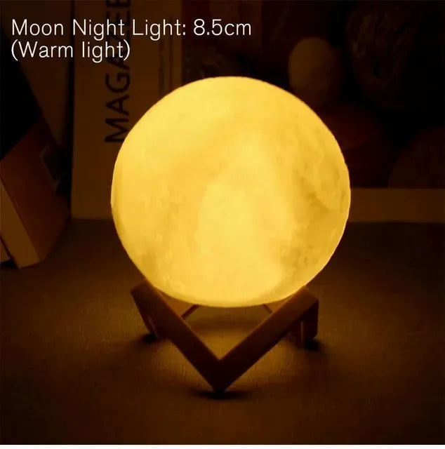 8cm Moon Night Light LED Lamp - Illuminate Your Space with Celestial Charm