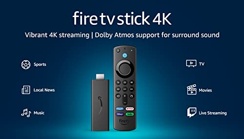 Fire TV Stick 4K, brilliant 4K streaming quality, TV and smart home controls, free and live TV