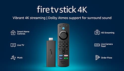 Fire TV Stick 4K, brilliant 4K streaming quality, TV and smart home controls, free and live TV