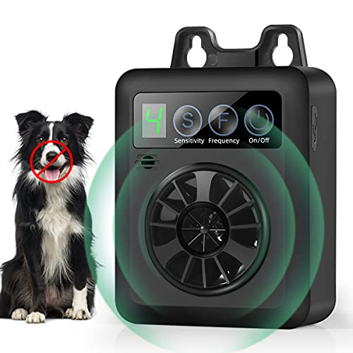 VIIMI Anti Barking Device, Rechargeable Bark Control Device with Effective 4 Frequency Levels and Adjustable Sensitivity, Mini Automatic Ultrasonic Dog Barking Control Devices for Most Dogs (Black)