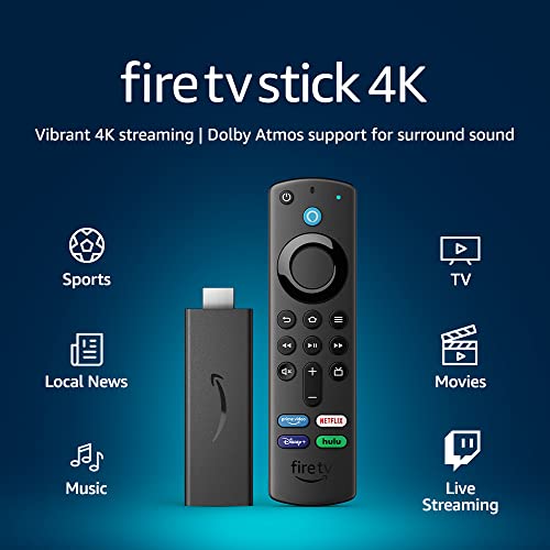 Fire TV Stick 4K, brilliant 4K streaming quality, TV and smart home controls, free and live TV