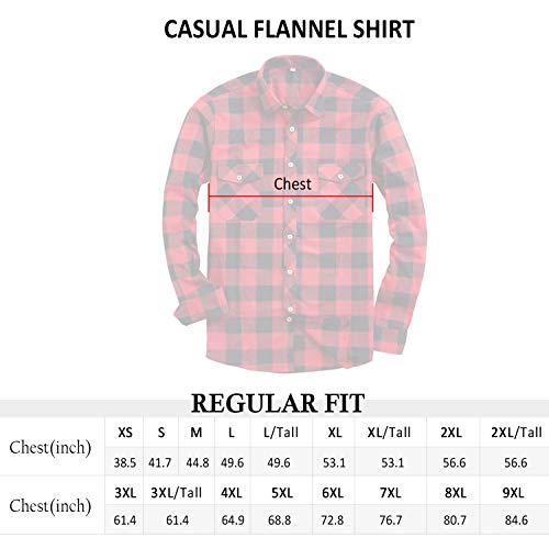 Alimens & Gentle Men's Button Down Regular Fit Long Sleeve Plaid Flannel Casual Shirts Color: Red, Size: Large