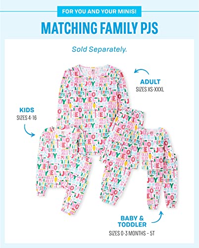 The Children's Place baby girls Family Matching Christmas Holiday Sets, Snug Fit 100% Cotton, Adult, Big Kid, Toddler, Pajama Set, Pink Merry Joy, 8 US