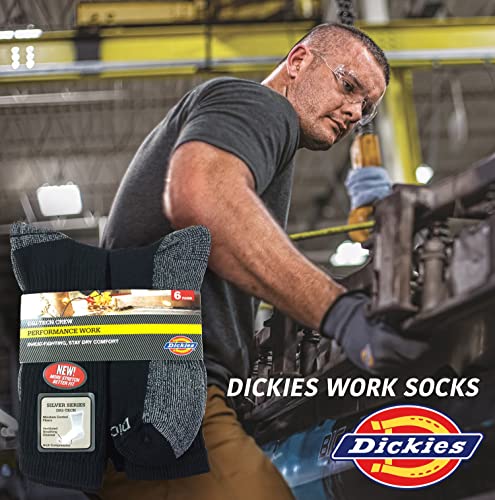 Dickies Men's Dri-tech Moisture Control Crew Socks Multipack, Black (6 Pairs), Shoe Size: 6-12