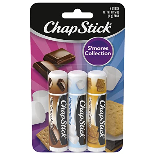 ChapStick S'mores Collection Graham Cracker, Marshmallow and Milk Chocolate Flavored Lip Balm Tubes Variety Pack, Lip Care - 0.15 Oz (Pack of 3)