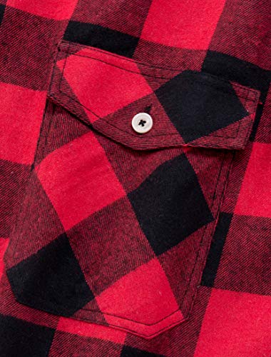 Alimens & Gentle Men's Button Down Regular Fit Long Sleeve Plaid Flannel Casual Shirts Color: Red, Size: Large