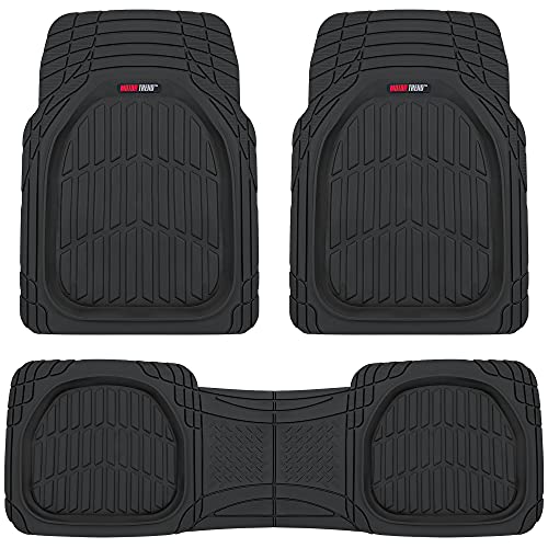 Motor Trend 923-BK Black FlexTough Contour Liners-Deep Dish Heavy Duty Rubber Floor Mats for Car SUV Truck & Van-All Weather Protection Trim to Fit Most Vehicles