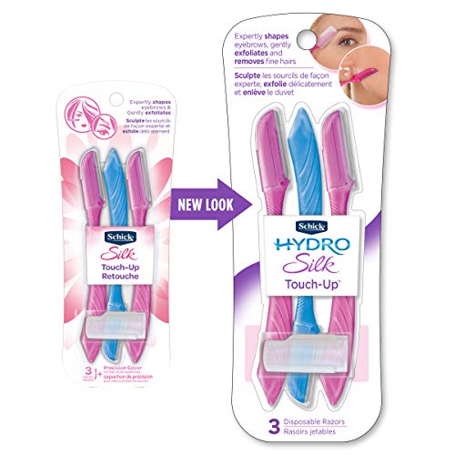 Schick Hydro Silk Touch-Up Dermaplaning Tool, 3 Count | Eyebrow Razor, Face Razors for Women, Face Shaver, Dermaplane