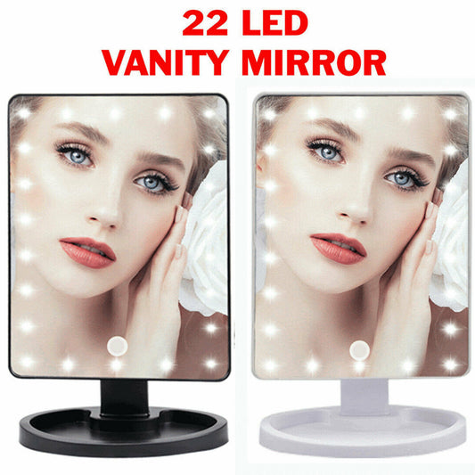 Professional 22 LED Makeup Mirror Light Portable Rotation Vanity Lights Lamp Touch Bright Adjustable USB Or Battery Use 22 LED Makeup Mirror Lighted Stand Tabletop Touch Screen Vanity White or Black